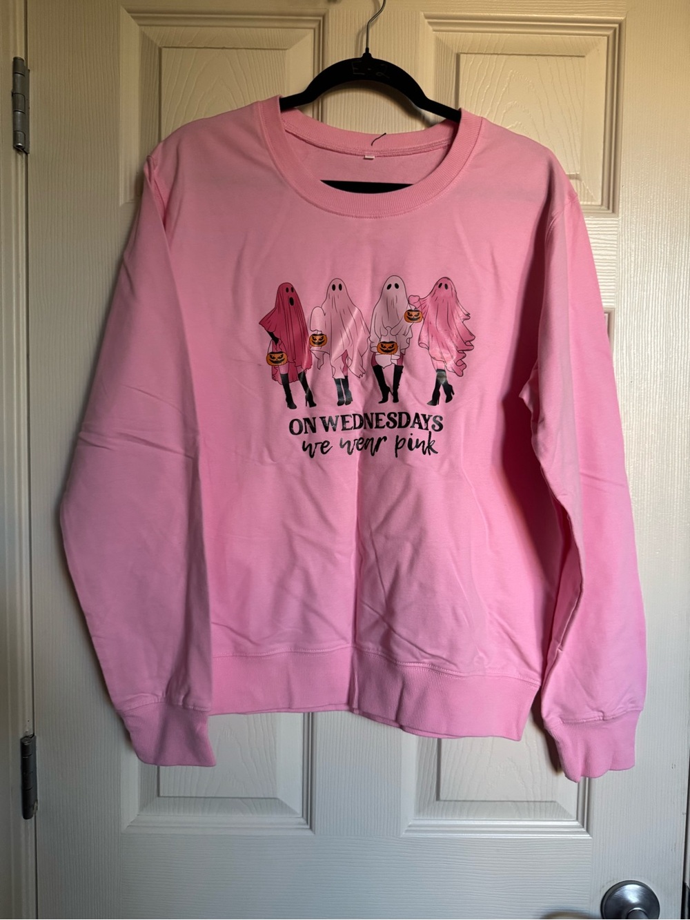 NWT Pink 'On Wednesdays We Wear Pink' Ghost Graphic Sweatshirt, Halloween, XXL